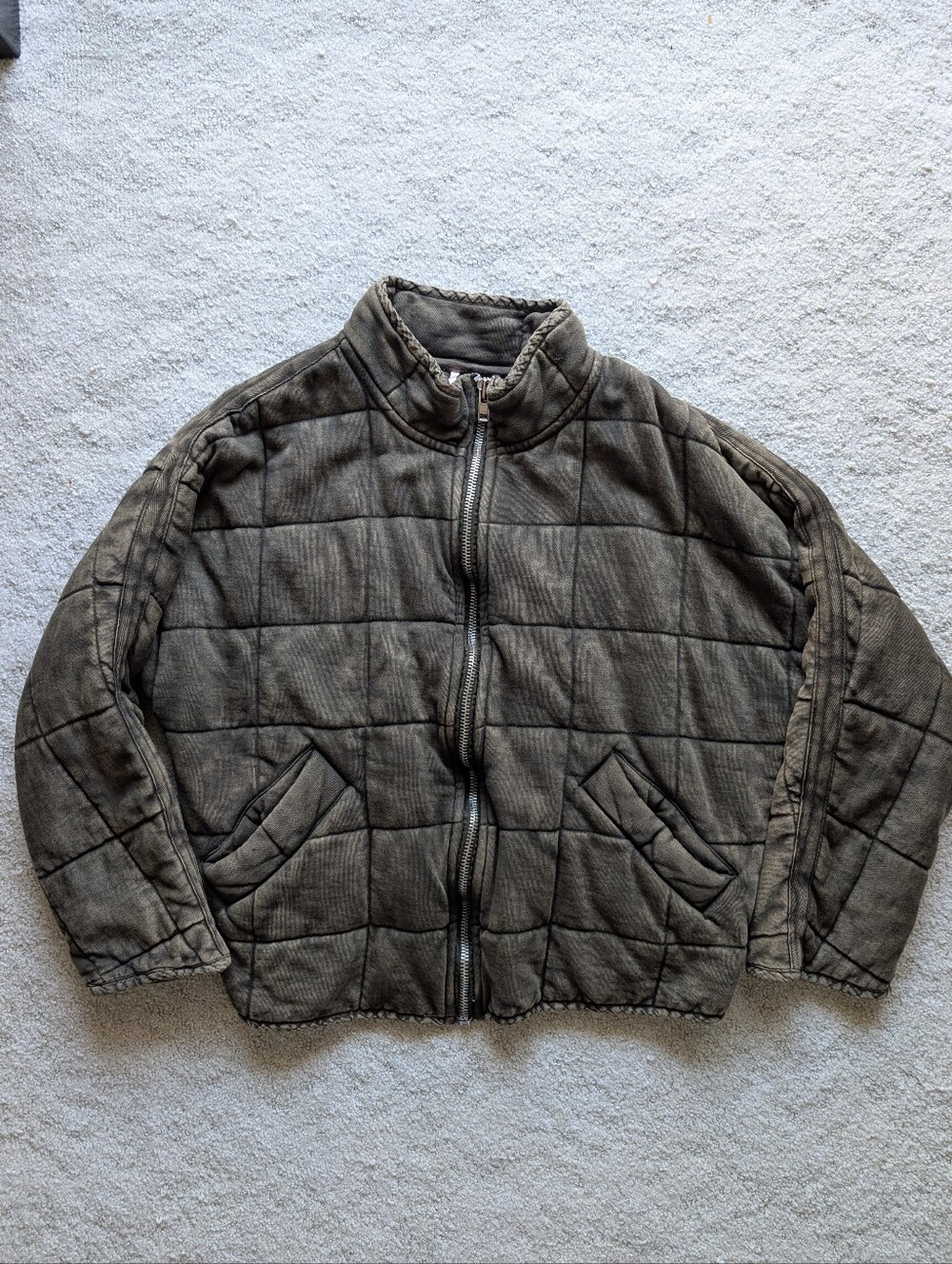 Free People Olive Brown Quilted Dolman Jacket
